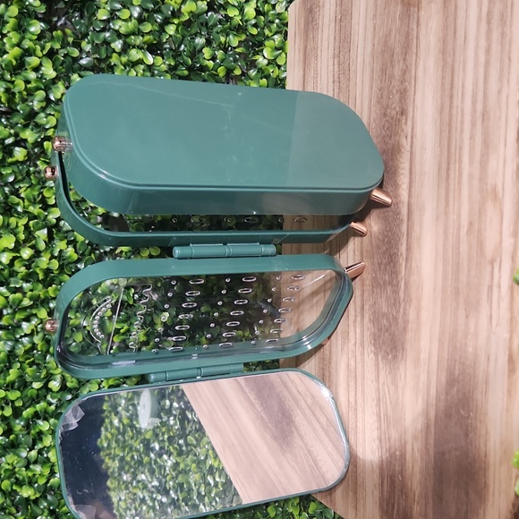 Green Jewelry Organizer and Folding Mirror - Picture 4 of 11